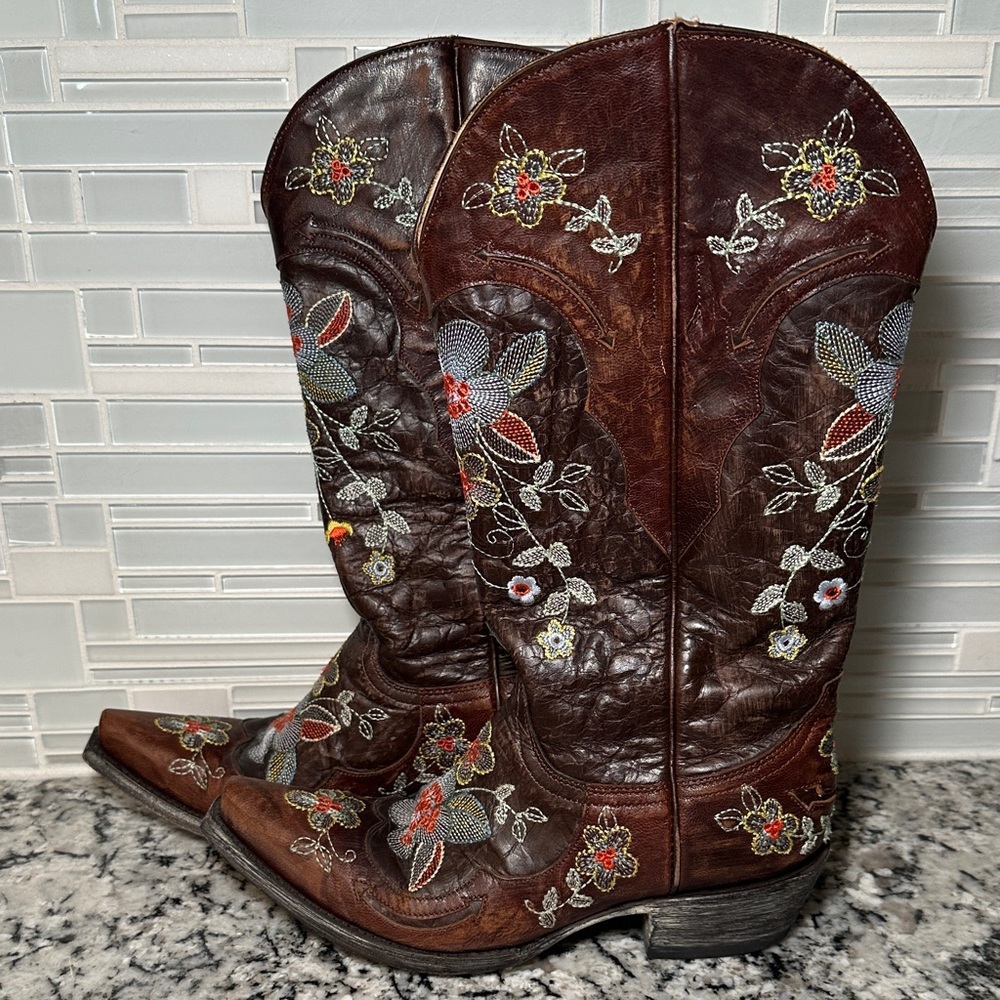 Old Gringo Bonnie Floral Embroidered Cowboy Western Boots - 7 B